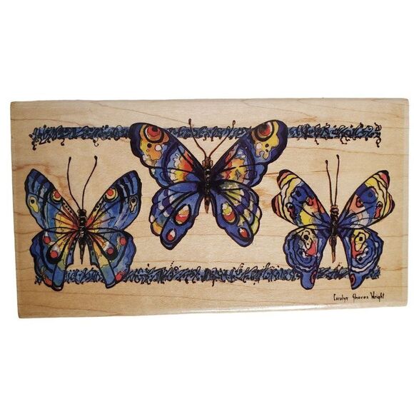 NEW Carolyn Shores Wright Butterflies Butterfly Rubber Stamp 90247 - Picture 1 of 3